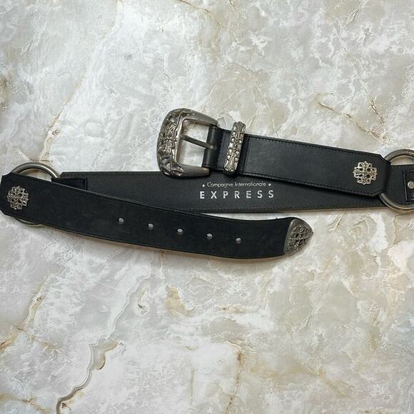 Vintage Express Compagnie Internationale goth leather belt by Linea Pelle main image 10